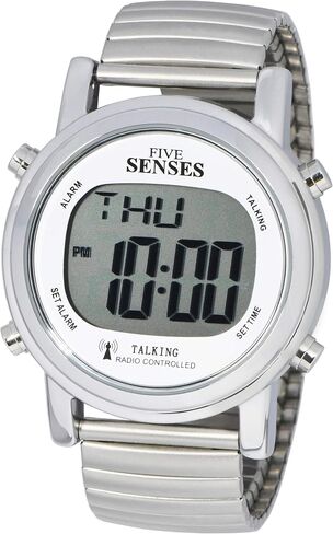 ساعة TimeChant ATOMIC! ساعة ناطقة - تضع نفسها سينسيز المعدنية سهلة الاستخدام وسهلة القراءة (1021), أسورة in Kuwait