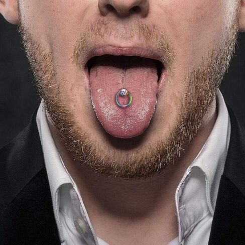 Covet Jewelry Clear Gem with Slave Ring PVD Over Surgical Steel Barbell Tongue Rings in Saudi Arabia