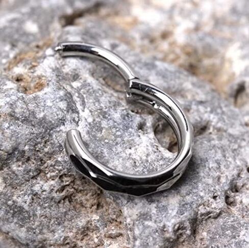 Amelia Fashion 16 Gauge Multi Faceted Prism Cut Seamless Clicker Ring 316L Surgical Steel in Saudi Arabia
