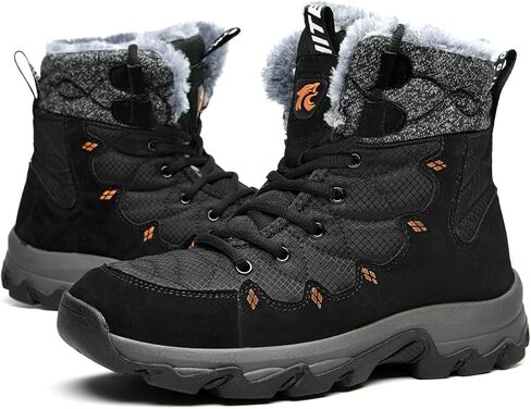 حذاء الثلوج للرجال من Muaney حذاء شتوي مبطن بالفرو والصوف للكاحل فاترة دافئ ومضاد للانزلاق للمشي لمسافات طويلة in Kuwait