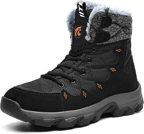 حذاء الثلوج للرجال من Muaney حذاء شتوي مبطن بالفرو والصوف للكاحل فاترة دافئ ومضاد للانزلاق للمشي لمسافات طويلة in Kuwait
