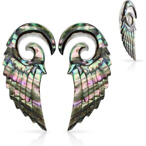 Lobal Domination Pair of Organic Abalone Angel Wing Tapers - Plugs Expanders - Body Jewelry in Kuwait
