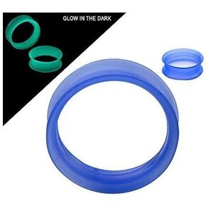 BodyJewelryOnline Super Thin-Walled Glow-in-The-Dark Silicone Double Flared Clear Skin Tunnels, [1 Pair], 00g Thickness, 8mm Width, Silicone, Easy [Wear/Remove], Hypoallergenic in Kuwait