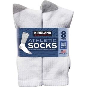 جوارب رياضية للرجال من Kirkland Signature 8 أزواج، أبيض (أبيض، 13+), أبيض, Extended in Kuwait