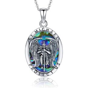 St Michael/ Crucifix Cross Necklace for Women Sterling Silver Archangel Angel Necklace Protection Jewelry Christian Gifts for Women in Kuwait