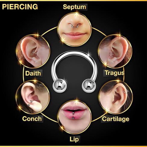 KJM FASHION 4 قطع حلق حدوة حصان الكرة الغضروف الحاجز الحاجز الأنف الرزمة أقراط الحاجب ثقب المجوهرات اختيار الحجم واللون in Kuwait