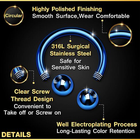 KJM FASHION 4 قطع حلق حدوة حصان الكرة الغضروف الحاجز الحاجز الأنف الرزمة أقراط الحاجب ثقب المجوهرات اختيار الحجم واللون in Kuwait