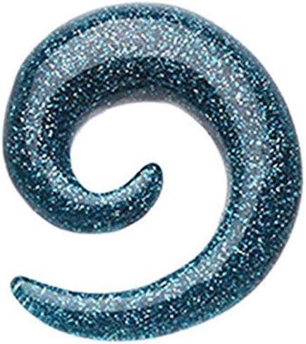 Covet Jewelry Glitter Shimmer Acrylic Ear Gauge Spiral Hanging Taper in Saudi Arabia