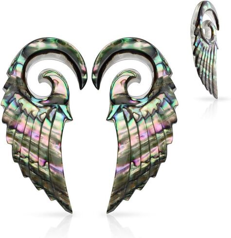 Lobal Domination Pair of Organic Abalone Angel Wing Tapers - Plugs Expanders - Body Jewelry in Kuwait