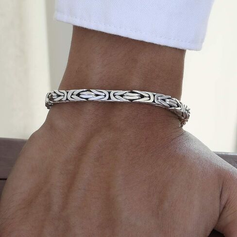 Woven Rope - Solid 925 Sterling Silver Men 5MM Bracelet in Saudi Arabia