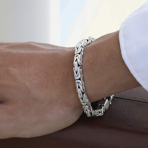Woven Rope - Solid 925 Sterling Silver Men 5MM Bracelet in Saudi Arabia