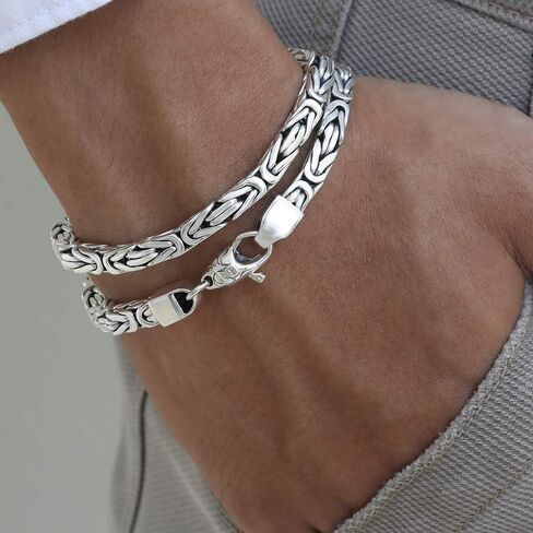 Woven Rope - Solid 925 Sterling Silver Men 5MM Bracelet in Saudi Arabia