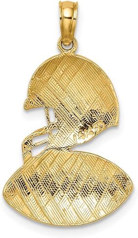 Solid 14k Yellow Gold Football Pendant Charm - 27mm x 15mm in Saudi Arabia