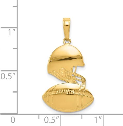 Solid 14k Yellow Gold Football Pendant Charm - 27mm x 15mm in Saudi Arabia