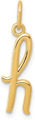 Solid 14k Yellow Gold Cursive H Initial Letter Alphabet Charm Pendant in Saudi Arabia