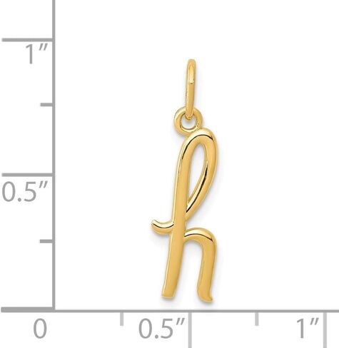 Solid 14k Yellow Gold Cursive H Initial Letter Alphabet Charm Pendant in Saudi Arabia