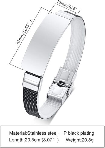 MZZJ Free Engraved Drug Food Allergy Name DOB Emergency Contact Message Medical Alert ID SOS Bracelet Two-Tone Stainless Steel Mesh Bracelet Cuff Bangle Wristband for Adult Teens,8.07" in Kuwait