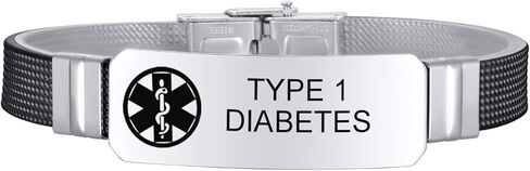 MZZJ Free Engraved Drug Food Allergy Name DOB Emergency Contact Message Medical Alert ID SOS Bracelet Two-Tone Stainless Steel Mesh Bracelet Cuff Bangle Wristband for Adult Teens,8.07" in Kuwait