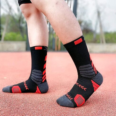 Basketball Socks Outdoor Athletic Crew Socks Thick Compression Long Running Sports Socks for Men & Women 4 Pack in Saudi Arabia