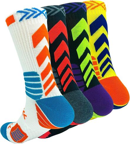 Basketball Socks Outdoor Athletic Crew Socks Thick Compression Long Running Sports Socks for Men & Women 4 Pack in Saudi Arabia