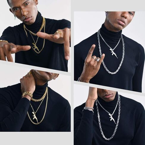 Grenade/Gun/Bullet Pendant Necklace for Men Stainless Steel/18K Gold/Black Plated Military Style Punk Jewelry(Gift Wrapped) in Saudi Arabia