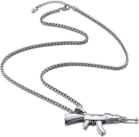 Grenade/Gun/Bullet Pendant Necklace for Men Stainless Steel/18K Gold/Black Plated Military Style Punk Jewelry(Gift Wrapped) in Saudi Arabia