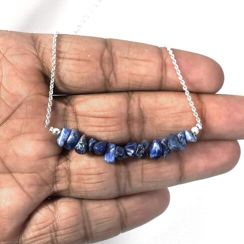 Gempires 7 Chakra Crystal Chips Necklace, Healing Stone Necklace, Meditation Necklace, Yoga Jewelry gifts for Women,18 inches Adjustable Silver Plated Chain in Saudi Arabia