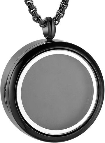 Oinsi Cremation Locket Necklace for Ashes of Loved One Carry Photo Glass Memorial Urn Jewelry 316L Stainless Steel Keepsake Gifts in Kuwait