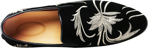 Santimon Mens Loafers and Slip on Smoking Slipper Moccasins Embroidery Suede Casual Dress Shoes Black in Saudi Arabia