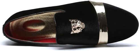 Mens Velvet Loafers Slippers with Gold Buckle Wedding Dress Shoes Slip-on Smoking Flats Black Blue Red in Saudi Arabia