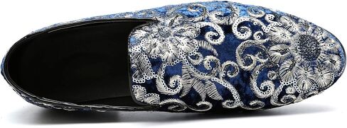 Santimon Mens Loafers Velvet Sequins Embroidered Smoking Slippers Dress Shoes Wedding Moccasins Slip-on Flats in Saudi Arabia