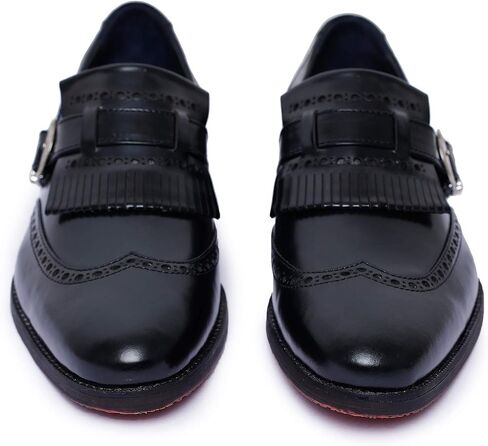 حذاء Lethato الرجالي Wingtip Brogue Kiltie Monk Strap Loafer Dress in Kuwait