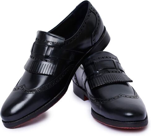 حذاء Lethato الرجالي Wingtip Brogue Kiltie Monk Strap Loafer Dress in Kuwait