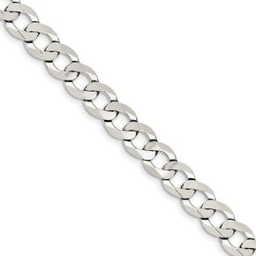 Solid 925 Sterling Silver 9.75mm Close Link Flat Curb Cuban Bracelet in Kuwait
