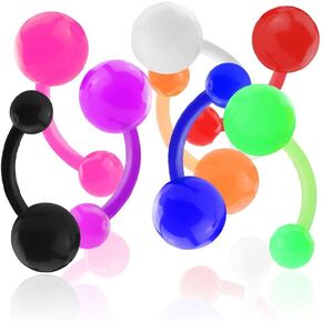 14G Bio-Flex Solid Colored Acrylic Balls Navel Belly Rings Set of 8 in Saudi Arabia