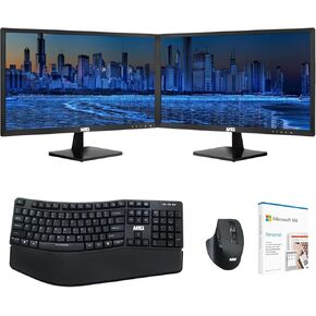 TechMagnet All in one Desktop Computer, Cheetah 6, Intel Core i5 6th Gen 2.5 GHz, 16GB DDR3, 1TB SSD, Dual 27 inch Monitor, MTG Wireless Ergonomic Keyboard Mouse, Windows 11 Pro (Renewed)