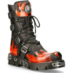 NEW ROCK Boots 591 Flame Metallic Leather Men's Goth Punk Biker Fashion in Kuwait