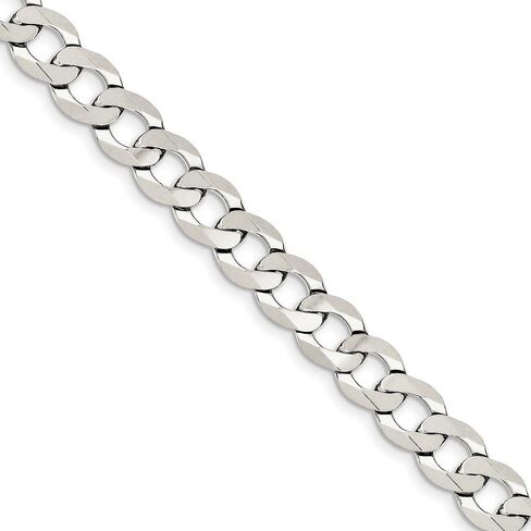 Solid 925 Sterling Silver 9.75mm Close Link Flat Curb Cuban Bracelet in Saudi Arabia