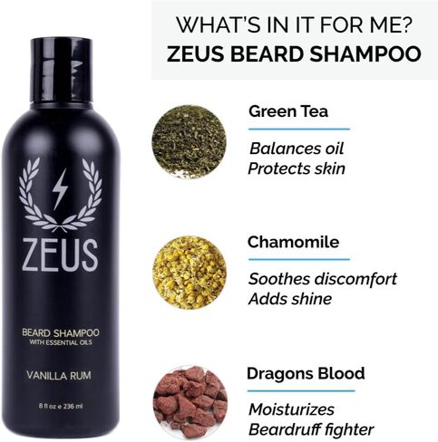 ZEUS Beard Wash & Beard Conditioner Set with Green Tea for Men, Soften, Hydrates & Moisturizes - MADE IN USA (Sandalwood) in Kuwait