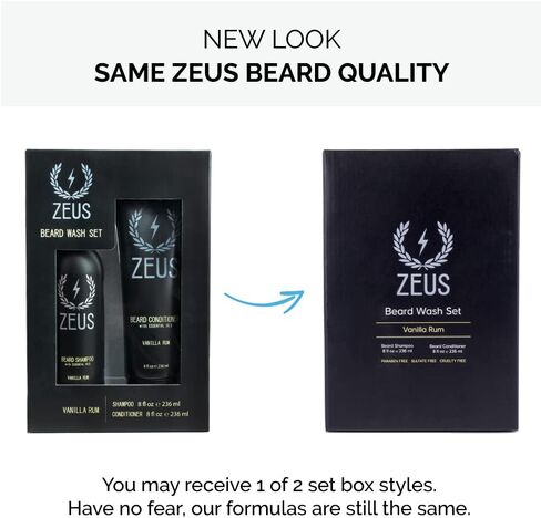 ZEUS Beard Wash & Beard Conditioner Set with Green Tea for Men, Soften, Hydrates & Moisturizes - MADE IN USA (Sandalwood) in Kuwait