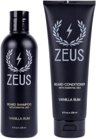 ZEUS Beard Wash & Beard Conditioner Set with Green Tea for Men, Soften, Hydrates & Moisturizes - MADE IN USA (Sandalwood) in Kuwait
