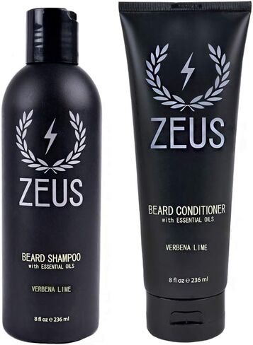 ZEUS Beard Wash & Beard Conditioner Set with Green Tea for Men, Soften, Hydrates & Moisturizes - MADE IN USA (Sandalwood) in Kuwait