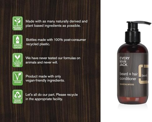 بلسم اللحية + الشعر من إيفري مان جاك - عطر خشب الصندل الخفيف - يرطب وينعم ويقوي لحيتك - مشتق طبيعيًا من زبدة الشيا وزبدة الكاكاو - عبوة مزدوجة 199.8 مل in Kuwait
