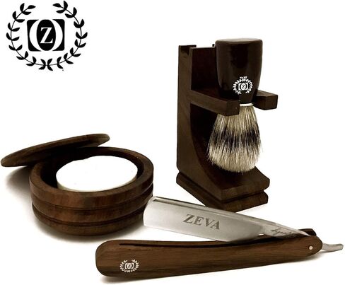 VINTAGE WOODEN MADE 5 PC CUT THROAT SHAVE READY STRAIGHT RAZOR SHAVING SET/KIT in Saudi Arabia
