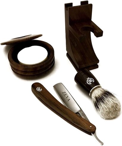 VINTAGE WOODEN MADE 5 PC CUT THROAT SHAVE READY STRAIGHT RAZOR SHAVING SET/KIT in Saudi Arabia