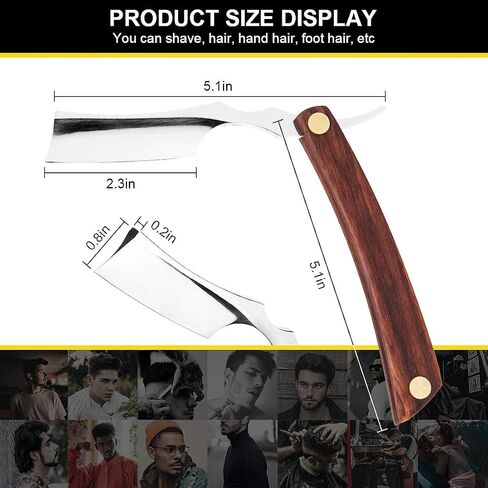 peinat Straight Razor, Natural Wood Straight Razors for Men, Stainless Steel Straight Razor kit Sharp Vintage Straight Edge Razor Manual Straight Razor Blades(With Beard Brush) in Saudi Arabia