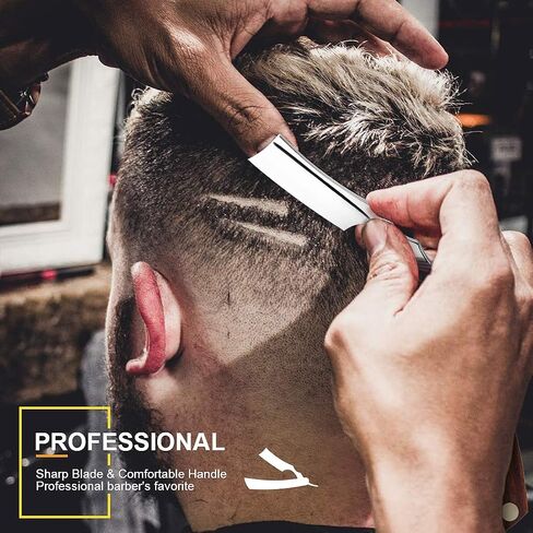 peinat Straight Razor, Natural Wood Straight Razors for Men, Stainless Steel Straight Razor kit Sharp Vintage Straight Edge Razor Manual Straight Razor Blades(With Beard Brush) in Saudi Arabia