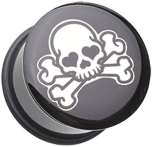 Covet Jewelry Pirate Emo Skull Single Flared Ear Gauge Plug in Saudi Arabia