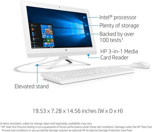 HP 20-inch All-in-One Computer, Intel Celeron J4005, 4GB RAM, 1TB Hard Drive, Windows 10 (20-c410, White) - 3KZ89AA#ABA in Saudi Arabia