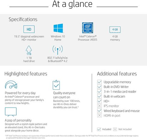HP 20-inch All-in-One Computer, Intel Celeron J4005, 4GB RAM, 1TB Hard Drive, Windows 10 (20-c410, White) - 3KZ89AA#ABA in Saudi Arabia